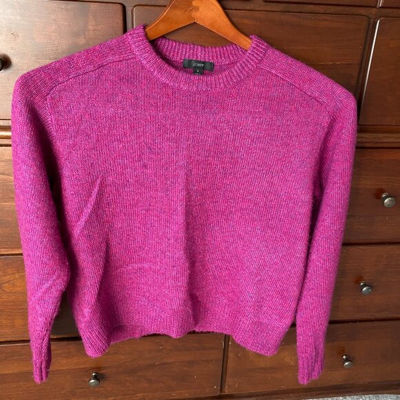 J Crew Relaxed Saddle Sleeve Crewneck Sweater - Heather Fuchsia - NWOT - S - Picture 14 of 15